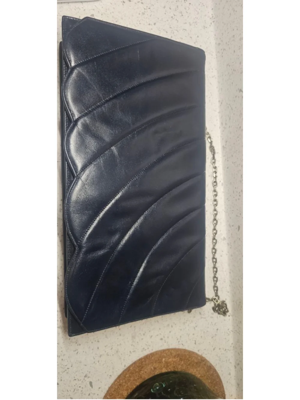 Women's Chic de Paris Blue Leather Clutch Bag